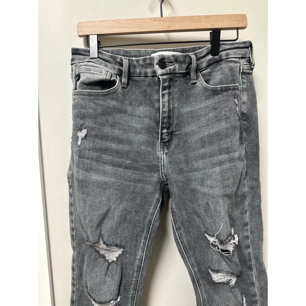 Kancan Jeans Womens Grey Distressed Skinny High Rise Jeans Cut 40452 Size 11‎ 29